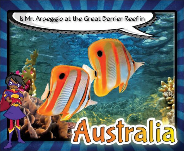 Where in the World is Mr. Arpeggion Practice Motivation Game Sample Postcard - Australia