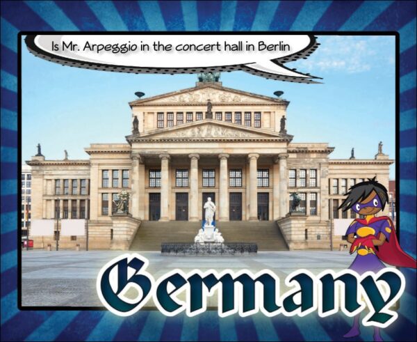 Where in the World is Mr. Arpeggion Practice Motivation Game Sample Postcard - Germany