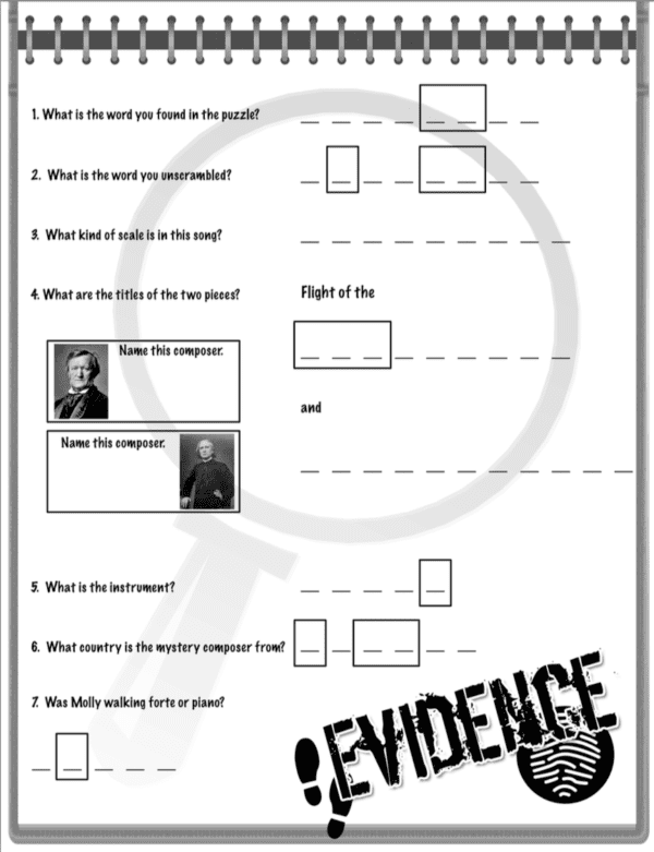 Elise Sharp and Misterioso Manor Practice Motivation Game Assignment Book Sample Page Evidence/Answer Page
