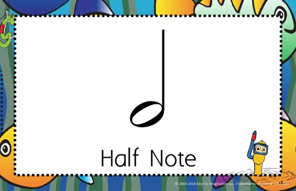 Legato Lake Music Terms and Symbols Classroom Game Sample Calling Card - Picture of Half Note