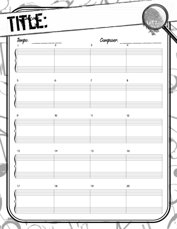 Sebastian Sharp Musical Misterioso Manor Practice Motivation Game Assignment Book Sample Page Manuscript Paper Answer Page