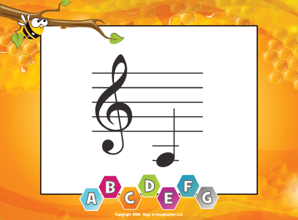 Spelling Bee Note Game Sample Calling Card Treble Clef Ledger Line Between Treble and Bass Staff
