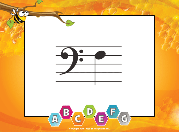 Spelling Bee Note Game Sample Calling Card F in Bass Clef