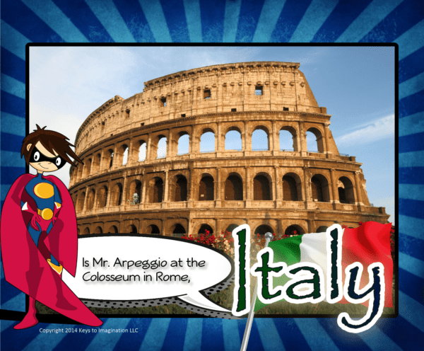 Where in the World is Mr. Arpeggion Practice Motivation Game Sample Postcard - Italy