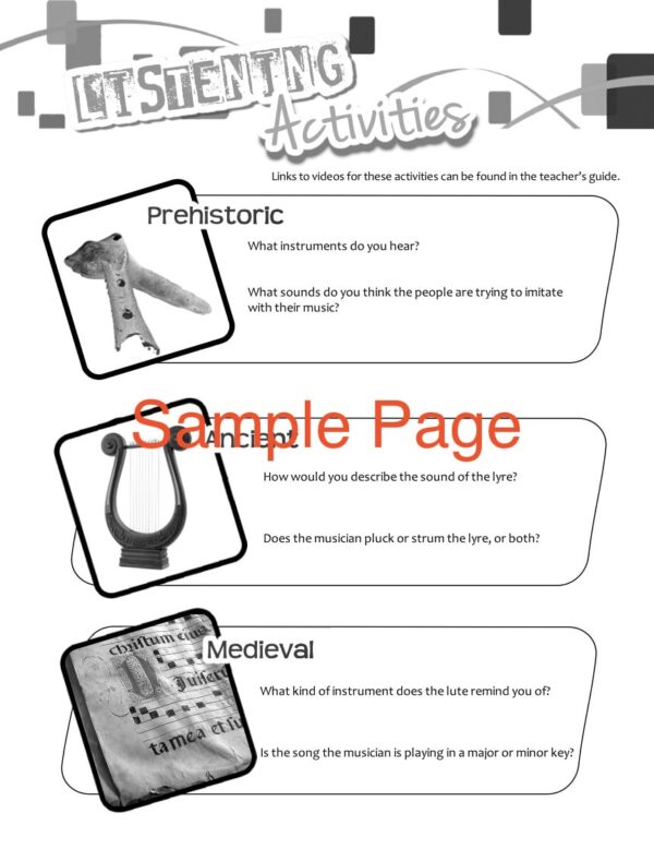 Music Innovations Museum Practice Motivation Program Game Sample Assignment Book Page - Answer Page for Videos