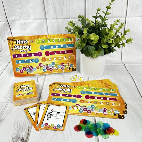 Spelling Bee Music Note Game - Game Boards, Cards and Bees