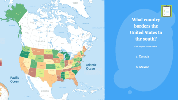 Are We There Yet World Music Program - United States of America (USA) Sample Map Question Slide