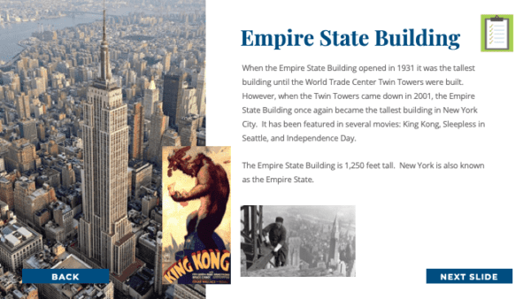 Are We There Yet World Music Program - United States of America (USA) Empire State Building Sample Slide