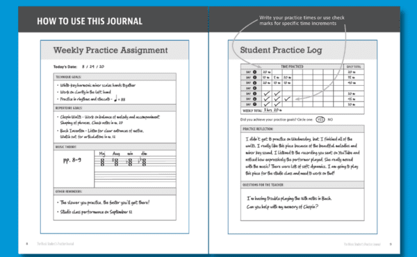 Music Practice Journal Sample Page - How to Use This Journal