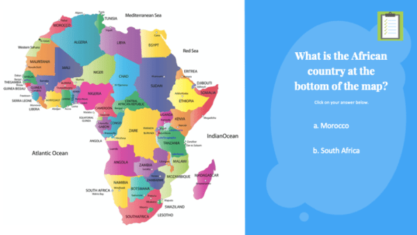 Are We There Yet World Music Program - Africa Map Question Sample Slide