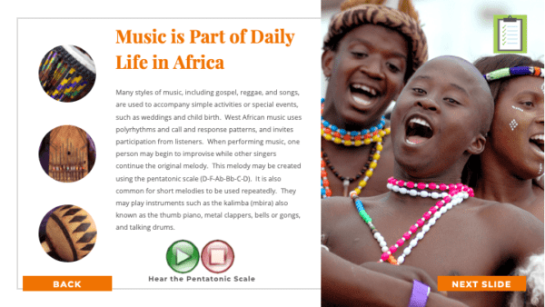 Are We There Yet World Music Program - Africa Music in Daily Life Sample Slide