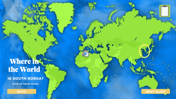 Are We There Yet World Music Program - South Korea Map Sample Slide