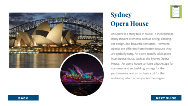 Are We There Yet World Music Program - Australia Sydney Opera House Sample Slide