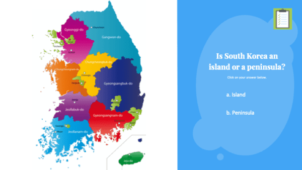 Are We There Yet World Music Program - South Korea Map Question Sample Slide