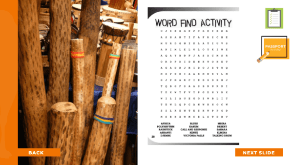 Are We There Yet World Music Program - Africa Sample Passport Puzzle Activity