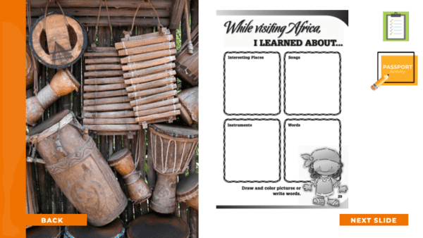 Are We There Yet World Music Program - Africa Sample Passport Activity Page